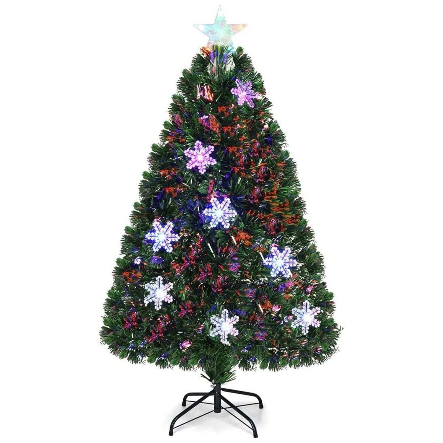 Costway Weihnachtsbaum & Glasfaser-Farbwechsler und Sternspitze 120cm von COSTWAY