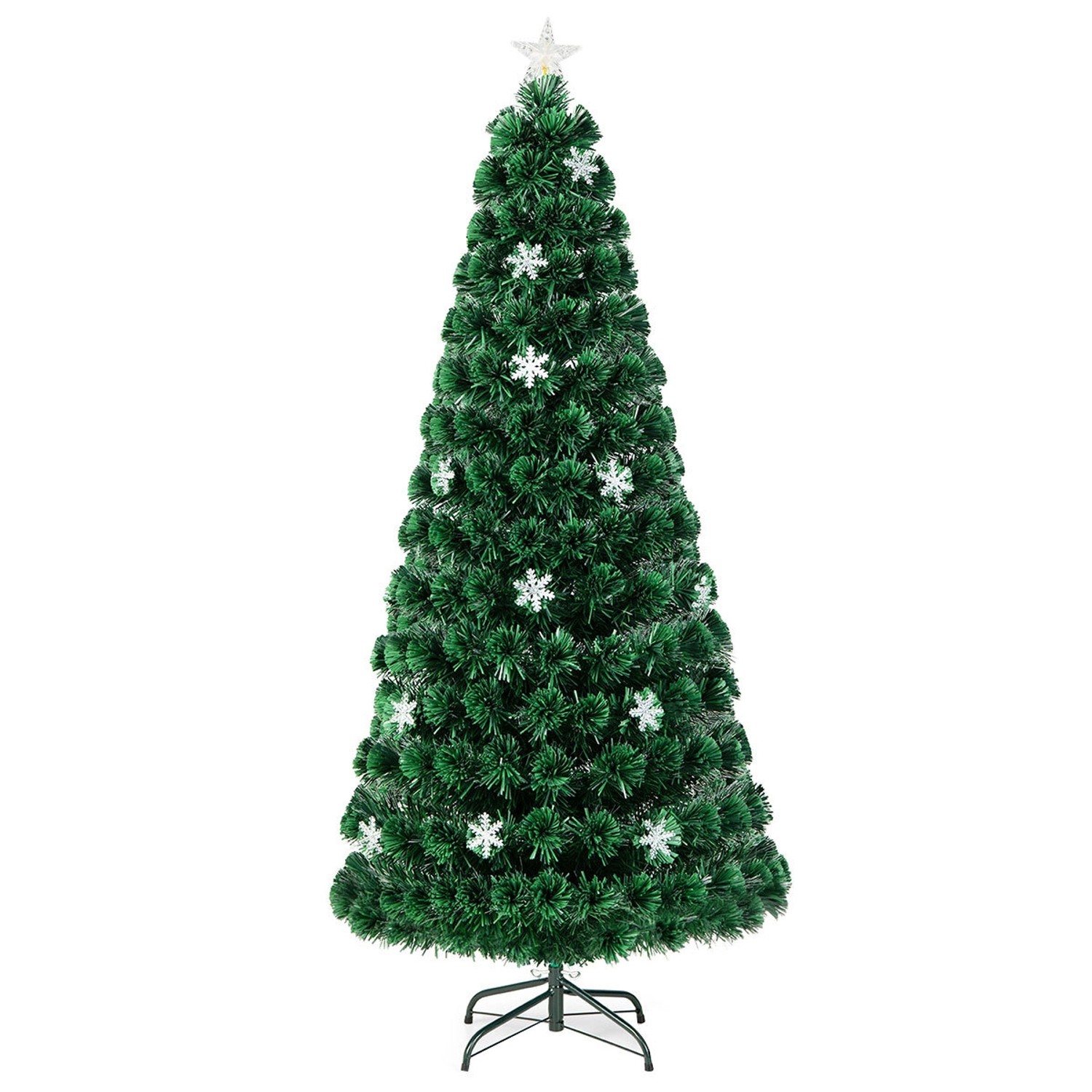 Costway Weihnachtsbaum & Glasfaser-Farbwechsler und Sternspitze 180cm von COSTWAY