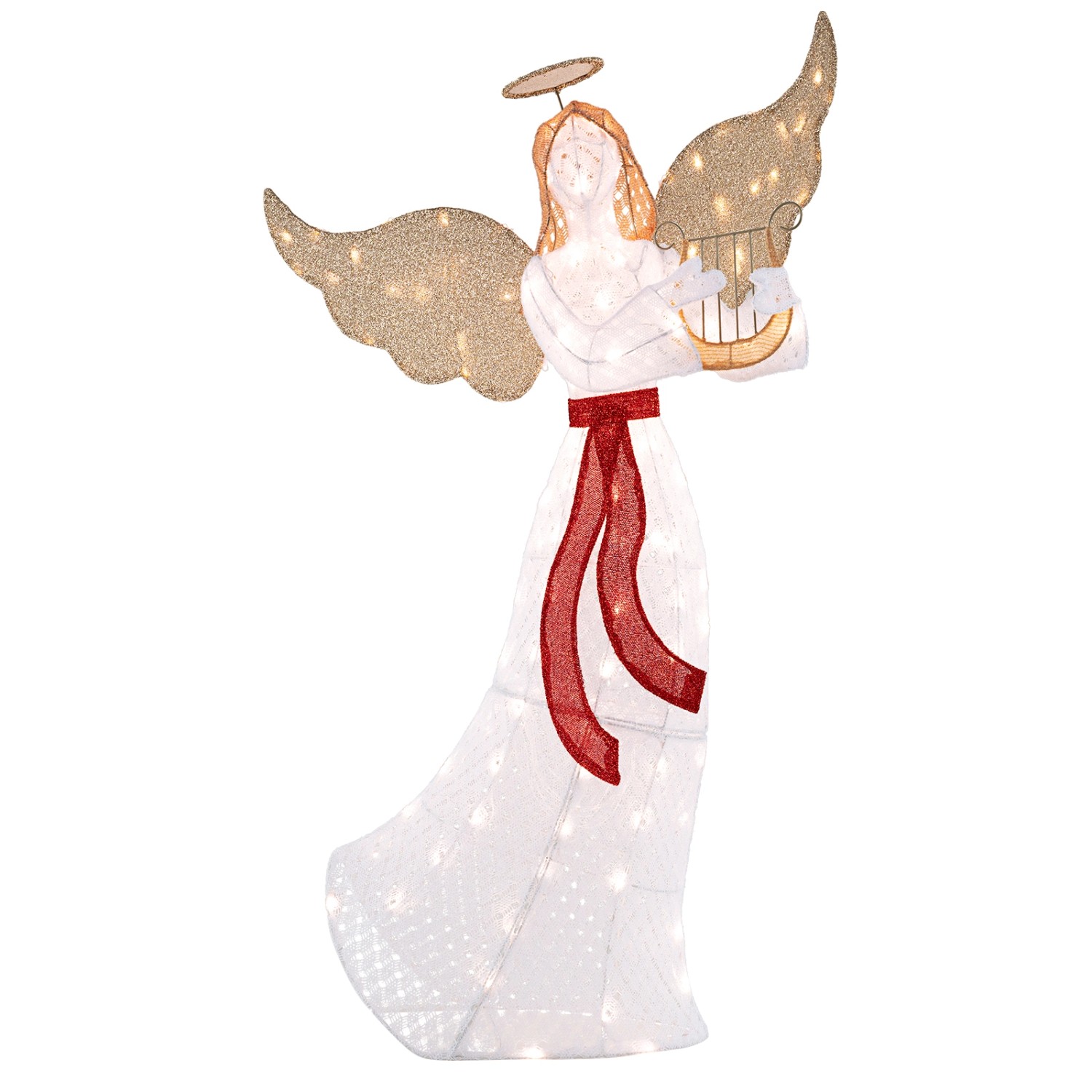Costway Weihnachtsengel Beleuchtet mit 120 Warmweißen Led & Harfe von COSTWAY