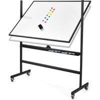 Costway - mobiles Whiteboard mit Alurahmen, Doppelseitige Whiteboard Hoeheverstellbar & 360 ° drehbar, magnetische Weisstafel mit Rollen 90x120 cm, von COSTWAY