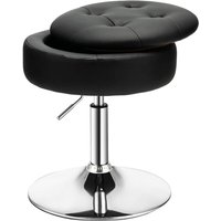 Drehhocker höhenverstellbar 51-66cm, mit Stauraum, 360° drehbar, Kunstleder Sitzhocker, Schminkhocker, 150kg Schwarz - Costway von COSTWAY