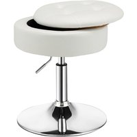 Drehhocker höhenverstellbar 51-66cm, mit Stauraum, 360° drehbar, Kunstleder Sitzhocker, Schminkhocker, 150kg Weiß - Costway von COSTWAY