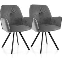 Esszimmerstühle 2er Set, 360° Drehstuhl mit Metallbeine belastbar bis 136kg, Samt Stuhl Esszimmerstühle 2er Set, 360° Drehstuhl mit Metallbeine belastbar bis 136kg, Samt Stuhl von COSTWAY