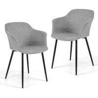 Esszimmerstühle 2er Set, Küchenstühle mit ergonomischer Rückenlehne & breiter Armlehne, Polsterstuhl für Wohnzimmer, Esszimmer, Küche (Hellgrau) von COSTWAY