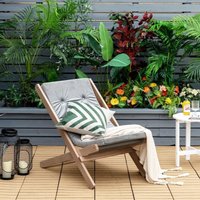 Gartenliege aus Holz, Liegestuhl mit Kissen, Relaxliege klappbar, Strandstuhl grau - Costway von COSTWAY