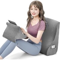 Keilkissen-Set, ergonomisches Lesekissen mit Tablet-Kissenständer, Bettkeilkissen für Bett und Sofa, Rückenkissen mit Seitentaschen und waschbarem von COSTWAY