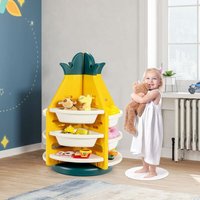 Kinder Spielzeugregal drehbar, mit 8 Kunststoff Aufbewahrungsboxen in Ananasform, 3 Ebenen Spielzeugaufbewahrung 74 x 74 x 106 cm - Costway von COSTWAY
