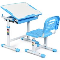 Kinderschreibtisch hoehenverstellbar, Schuelerschreibtisch Kindermoebel neigungsverstellbar, Kindertisch mit Stuhl, Schreibtisch Kinder,Blau - Costway Kinderschreibtisch hoehenverstellbar, Schuelerschreibtisch Kindermoebel neigungsverstellbar, Kindertisch mit Stuhl, Schreibtisch Kinder,Blau - Costway von COSTWAY