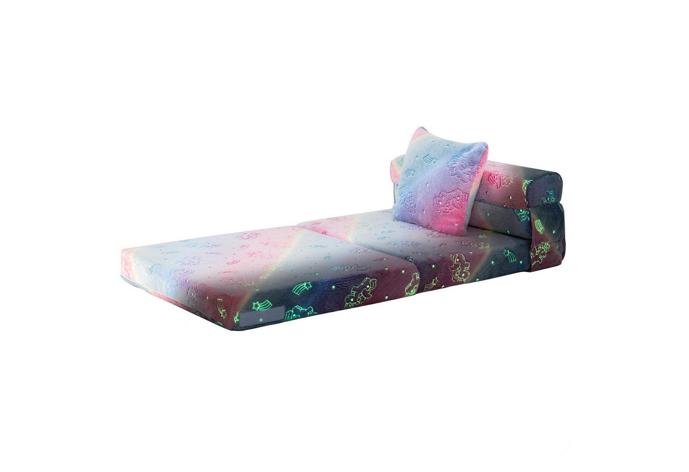 Klappmatratze, COSTWAY, 10 cm hoch, Kindersofa, 4in1 Spielsofa, im Dunkeln Leuchtend, klappbar von COSTWAY