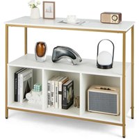 Küchenschrank Sideboard, mit Metallrahmen & offenem Regal & 3 Fächern, Kommode Küche Holz, 110 x 42,5 x 88 cm (Weiß) - Costway von COSTWAY