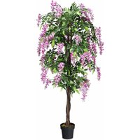 Costway - Kunstbaum, Höhe 180 cm, mit Blüten und Töpf, Blättern & 2 Stämmen Costway - Kunstbaum, Höhe 180 cm, mit Blüten und Töpf, Blättern & 2 Stämmen von COSTWAY