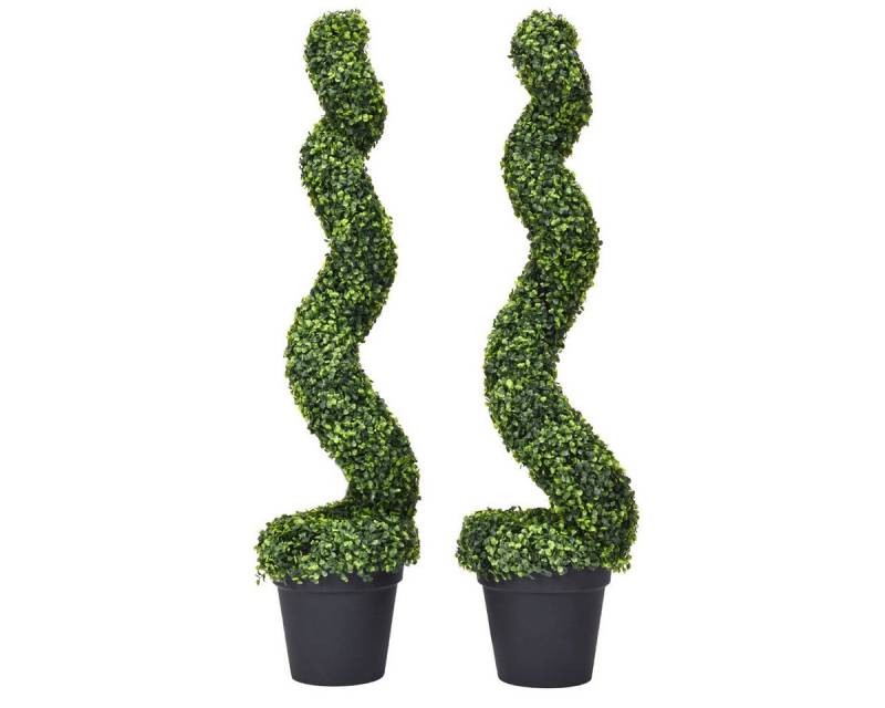 Kunstbaum Buchsbaum, COSTWAY, Höhe 120 cm, 2er Set, mit Topf von COSTWAY