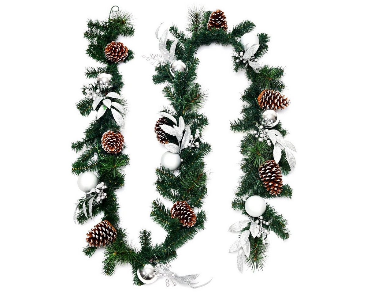 Kunstgirlande, COSTWAY, mit 50 LEDs, Tannenzapfen, Silberkugeln Kunstgirlande, COSTWAY, mit 50 LEDs, Tannenzapfen, Silberkugeln von COSTWAY