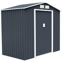 Metall Geraetehaus Gartenhaus Geraeteschuppen Garten Schuppen inkl. Metallfundament 213x127x185cm dunkelgrau - Costway von COSTWAY