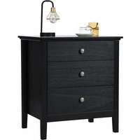 Nachttisch mit 3 Schubladen, Beistelltisch Nachtkommode, Nachtschrank für Wohnzimmer Schlafzimmer 60x45x66cm Schwarz - Costway von COSTWAY