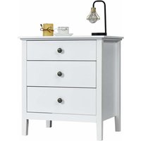Nachttisch mit 3 Schubladen, Beistelltisch Nachtkommode, Nachtschrank für Wohnzimmer Schlafzimmer 60x45x66cm Weiss - Costway von COSTWAY