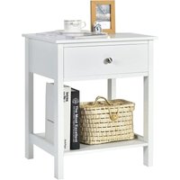 Nachttisch mit Schublade und Ablage, Nachtkommode Nachtschrank Beistelltisch Weiss 48 x 40 x 58 cm - Costway von COSTWAY