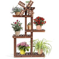 Pflanzenregal Blumenregal mit Windmühle, Blumenstaender Holz, Blumentreppe Garten, Pflanzentreppe mehrstoeckig, Holzregal 5 Etagen - Costway von COSTWAY