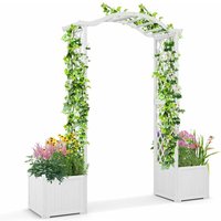 Costway - Rosenbogen Holz, 2 in 1 Torbogen mit Blumenkasten, Garten Pergola modern, 183 x 42 x 200 cm, weiß von COSTWAY