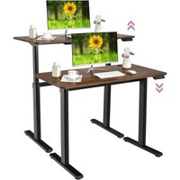 Rustikaler elektrischer Stehschreibtisch, hoehenverstellbarer Schreibtisch mit Memory-Steuerung, 120 x 60cm Stehtisch, Sitz-Steh-Schreibtisch von COSTWAY