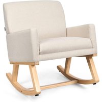 Schaukelstuhl, gepolsterter Schaukelsessel aus Massivholz, Schwingsessel, Relaxstuhl für Wohnzimmer, Schlafzimmer, Beige - Costway von COSTWAY