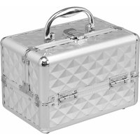 Schminkkoffer Beauty Case Kosmetikkoffer, Schmuckkoffer 23 x 15 x 18cm, Friseurkoffer mit Spiegel, Multikoffer Damen Silber - Costway Schminkkoffer Beauty Case Kosmetikkoffer, Schmuckkoffer 23 x 15 x 18cm, Friseurkoffer mit Spiegel, Multikoffer Damen Silber - Costway von COSTWAY