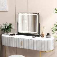 Schminkspiegel mit 3 Lichtfarben & 5X Vergrößerung, Touch Steuerung, Hollywood Spiegel, Beleuchtung, Einstellbarer Helligkeit, 360° drehbarer Schminkspiegel mit 3 Lichtfarben & 5X Vergrößerung, Touch Steuerung, Hollywood Spiegel, Beleuchtung, Einstellbarer Helligkeit, 360° drehbarer von COSTWAY