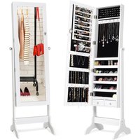 Costway - Schmuckschrank abschließbar, Schmuck Spiegelschrank mit Spiegel, Schmuckregal für Ringe, Kettenhaken, Ohrringe und Kosmetik, freistehend, von COSTWAY