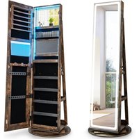 Schmuckschrank mit Spiegel, Schmuck Spiegelschrank mit verstellbaren LED-Leuchten, abschließbar, 360° drehbare Basis & großer Stauraum - Costway von COSTWAY