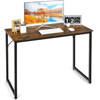 Schreibtisch, Kleiner Computertisch, 100 x 50 x 75 cm, Metallrahmen, für Homeoffice, Arbeitszimmer Rustikales Brau - Costway von COSTWAY
