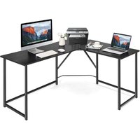 Costway - Schreibtisch, L-förmiger Computertisch, Gaming Tisch mit runder Ecke, moderner Ecktisch für Arbeit & Gaming, 148×120×75cm (Schwarz) von COSTWAY