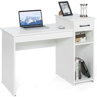 Costway - Schreibtisch mit Schublade und offenen Regalen, Computertisch Holz, Arbeitstisch Bürotisch PC-Tisch für kleine Räume, 104 x 50 x 82 cm, Weiß von COSTWAY