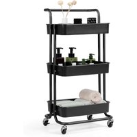 Servierwagen auf Rollen, Kuechenwagen Metall, Rollwagen 3 Regale, Allzweckwagen Beistellwagen Badwagen Kuechenrollwagen Haushaltswagen schwarz Servierwagen auf Rollen, Kuechenwagen Metall, Rollwagen 3 Regale, Allzweckwagen Beistellwagen Badwagen Kuechenrollwagen Haushaltswagen schwarz von COSTWAY