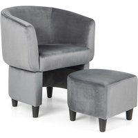Sessel mit Fußhocker, Gepolsterter Samtsessel, Clubsessel Massivholz, Platzsparender Akzentsessel Relaxsessel für Wohnzimmer, Schlafzimmer, Sessel mit Fußhocker, Gepolsterter Samtsessel, Clubsessel Massivholz, Platzsparender Akzentsessel Relaxsessel für Wohnzimmer, Schlafzimmer, von COSTWAY