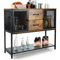 Sideboard industriell, Konsolentisch mit 2 Gitterschraenken und 2 Schubladen, Beistelltisch 100 x 35 x 85cm - Costway von COSTWAY