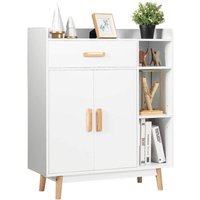 Sideboard weiss, Konsolenschrank aus Holz, Schubladenkommode freistehend, Beistellschrank Aufbewahrungsregal fuer Zuhause und Buero - Costway von COSTWAY