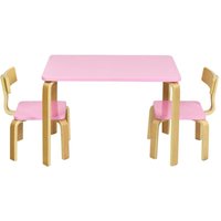 Sitzgruppe Kinder, 3tlg. Kindersitzgruppe, Kindermoebel aus Holz, Kindertisch mit 2 Kinderstuehlen, Kindertischgruppe pink - Costway Sitzgruppe Kinder, 3tlg. Kindersitzgruppe, Kindermoebel aus Holz, Kindertisch mit 2 Kinderstuehlen, Kindertischgruppe pink - Costway von COSTWAY