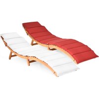 Costway - Sonnenliege Holz, klappbare Gartenliege mit Auflage & klappbarer Kopfstütze, ergonomischer Liegestuhl, Terrassenliege bis 180 kg belastbar, von COSTWAY
