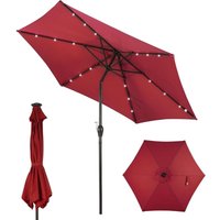 Sonnenschirm 2,7M led Ampelschirm Gartenschirm Kurbelschirm Strandschirm Garten Schirm Weinrot - Costway von COSTWAY