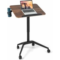 Costway - Stehschreibtisch höhenverstellbar von 74-107cm, mit Getränkehalter & 4 Rollen, Sitz-Steh Schreibtisch, Mobile Stehpult Laptoptisch von COSTWAY