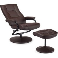 Tv Fernsehsessel Relaxsessel Relaxstuhl Schaukelstuhl Chefsessel Racing tv Sessel Set +Fusshocker +Drehbar+Kippbar Braun - Costway von COSTWAY