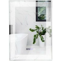 Costway - Wandspiegel mit LED-Beleuchtung, beschlagfreier HD-Kosmetikspiegel mit 3-farbig einstellbaren Lichtern, Speicherfunktion, Zeit- & Costway - Wandspiegel mit LED-Beleuchtung, beschlagfreier HD-Kosmetikspiegel mit 3-farbig einstellbaren Lichtern, Speicherfunktion, Zeit- & von COSTWAY