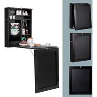 Wandtisch klappbar mit Tafel Wandklapptisch Esstisch wandmontage Schwarz - Costway von COSTWAY