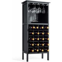 Costway - Weinregal für 20 Flaschen mit Glasaufhaenger, Weinschrank Holz, Flaschenregal , Weinstaender, Glaeserregal für Küche, Bar, Flaschenstaender von COSTWAY