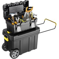 Werkzeugtrolley, 2er Set Werkzeugkoffer leer mit rollen & Ziehgriff & abnehmbarer Werkzeugbox, Werkzeugkiste Werkzeugkasten Werkstattwagen für Haus, von COSTWAY