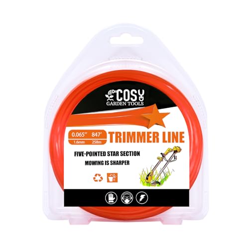 COSY GARDEN TOOLS Trimmerfaden Geeignet zum Trimmen von Rasen und Unkraut- Mähfaden 1,6 mm x 258 m Ersatzfaden、Nylon Rasentrimmer Faden- Orange von COSY GARDEN TOOLS