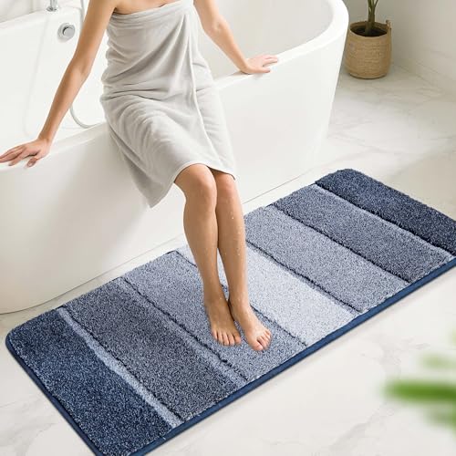 COSY HOMEER Badezimmerteppich, 150 x 50 cm, ultraweiche, saugfähige Badematte mit rutschfester TPR-Unterseite, maschinenwaschbar, zotteliger Teppich für Badezimmerboden, Dunkelblau COSY HOMEER Badezimmerteppich, 150 x 50 cm, ultraweiche, saugfähige Badematte mit rutschfester TPR-Unterseite, maschinenwaschbar, zotteliger Teppich für Badezimmerboden, Dunkelblau von COSY HOMEER