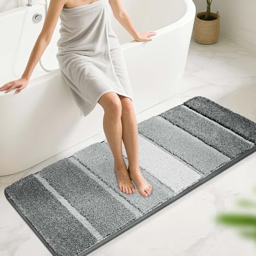 COSY HOMEER Badezimmerteppich, 150 x 50 cm, ultraweiche, saugfähige Badematte mit rutschfester TPR-Unterseite, maschinenwaschbar, zotteliger Teppich für Badezimmerboden, Grau COSY HOMEER Badezimmerteppich, 150 x 50 cm, ultraweiche, saugfähige Badematte mit rutschfester TPR-Unterseite, maschinenwaschbar, zotteliger Teppich für Badezimmerboden, Grau von COSY HOMEER
