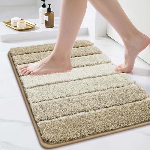 COSY HOMEER Badezimmerteppich, 61 x 43,2 cm, ultraweiche, saugfähige Badematte mit rutschfester TPR-Unterseite, maschinenwaschbar, zotteliger Teppich für Badezimmerboden, Beige COSY HOMEER Badezimmerteppich, 61 x 43,2 cm, ultraweiche, saugfähige Badematte mit rutschfester TPR-Unterseite, maschinenwaschbar, zotteliger Teppich für Badezimmerboden, Beige von COSY HOMEER