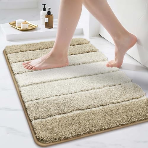 COSY HOMEER Badezimmerteppich, 76,2 x 50,8 cm, ultraweiche, saugfähige Badematte mit rutschfester TPR-Unterseite, maschinenwaschbar, zotteliger Teppich für Badezimmerboden, Beige COSY HOMEER Badezimmerteppich, 76,2 x 50,8 cm, ultraweiche, saugfähige Badematte mit rutschfester TPR-Unterseite, maschinenwaschbar, zotteliger Teppich für Badezimmerboden, Beige von COSY HOMEER